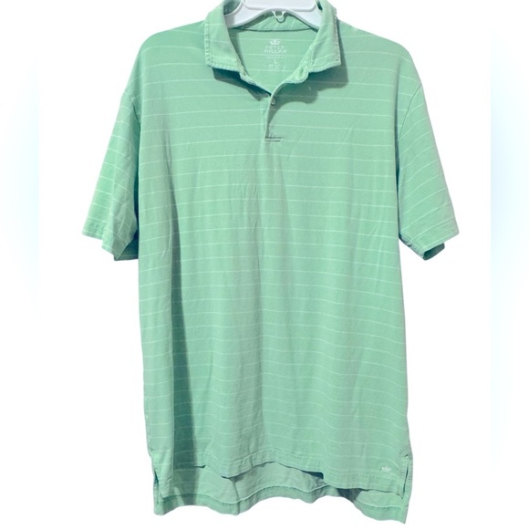 Peter Millar Seaside Wash Light Green Striped Golf Polo Shirt Size Large - Picture 7 of 9